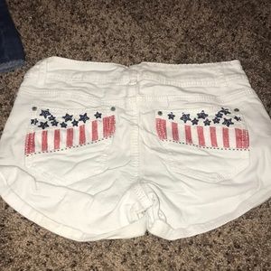 White blue jean shorts